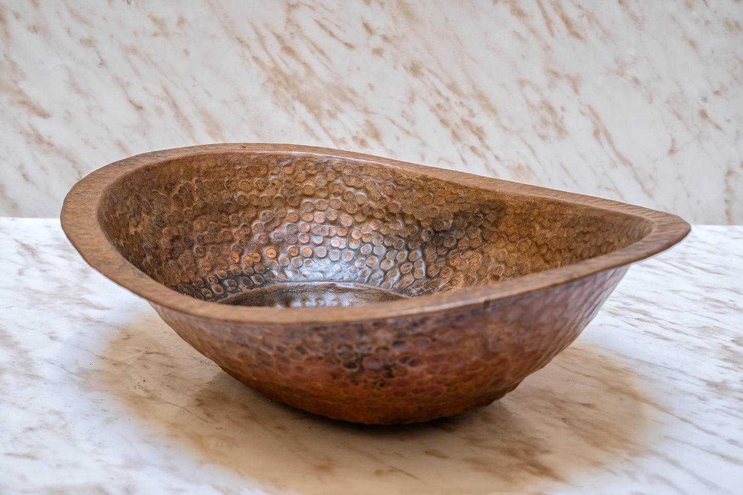 Aged Copper Vessel sink Bathroom , Copper Hand Hammered Oval Bathroom Sink