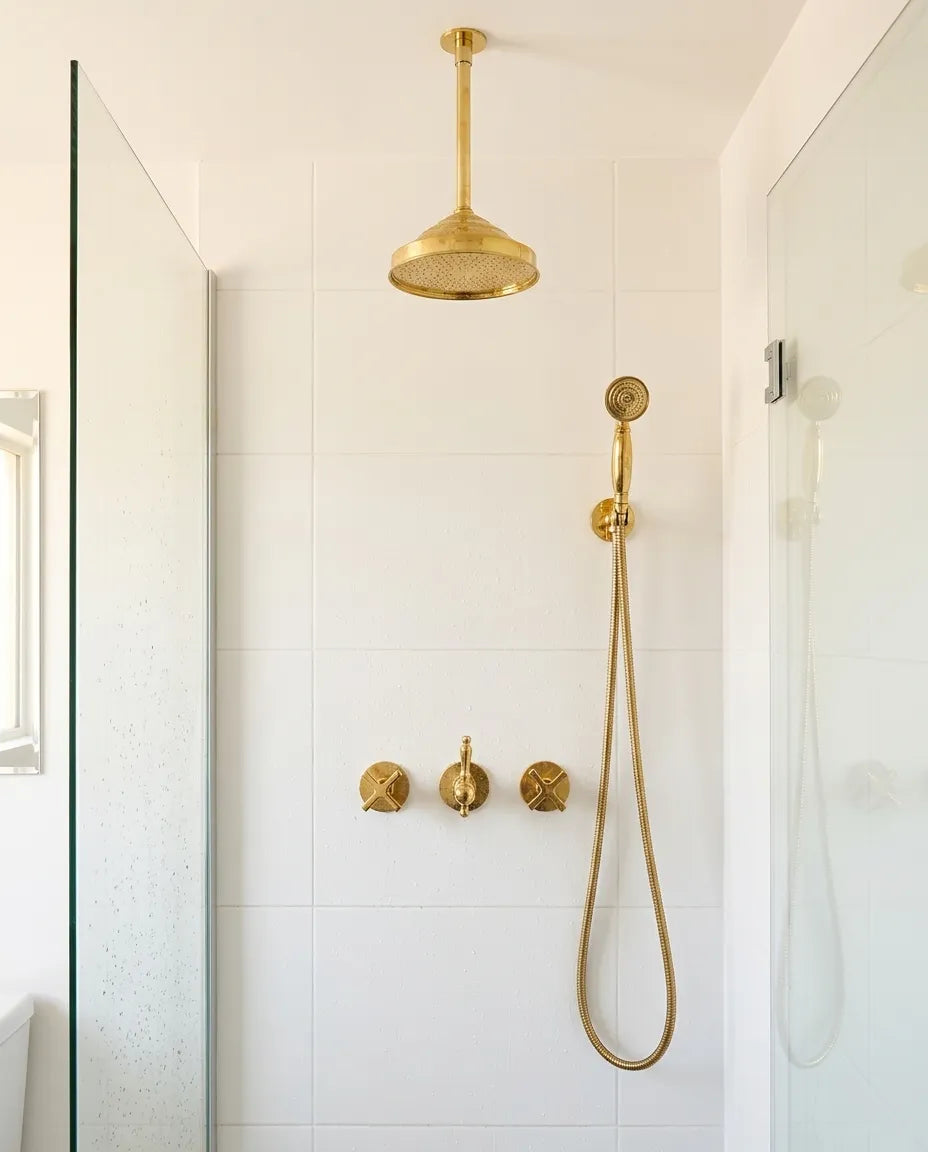 Unlacquered Brass Shower Systems