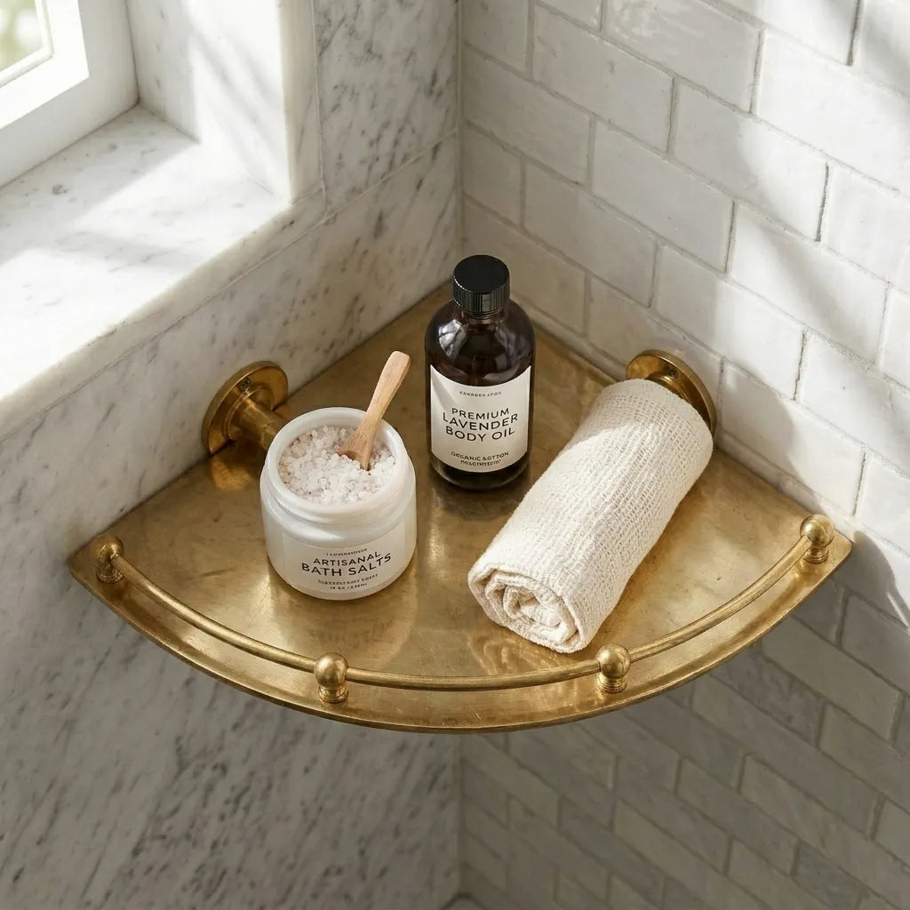 Brass Bathroom Shelves
