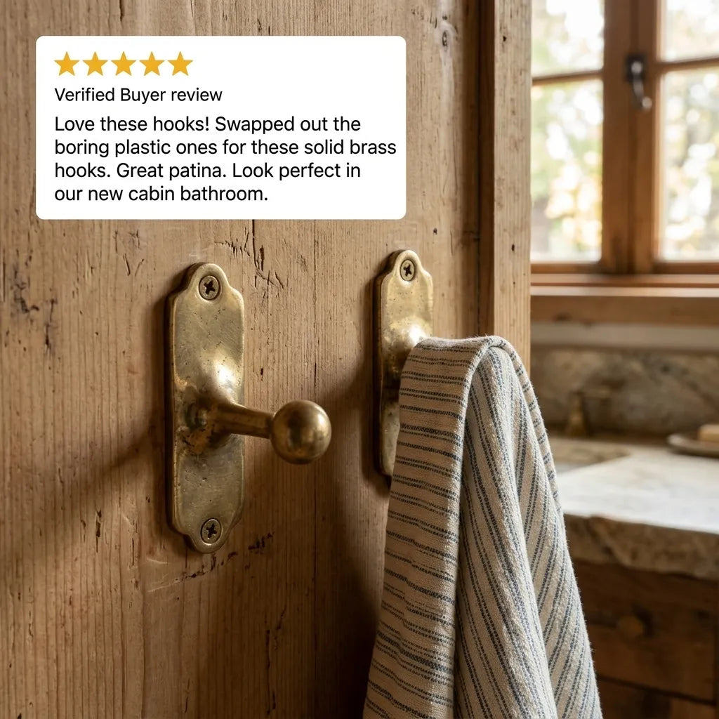 Classic Brass Ball End Wall Hook with Decorative Backplate