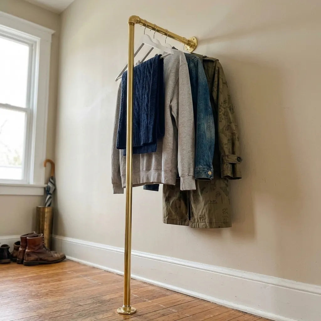 Solid brass wardrobe rail for bedrooms and dressing rooms