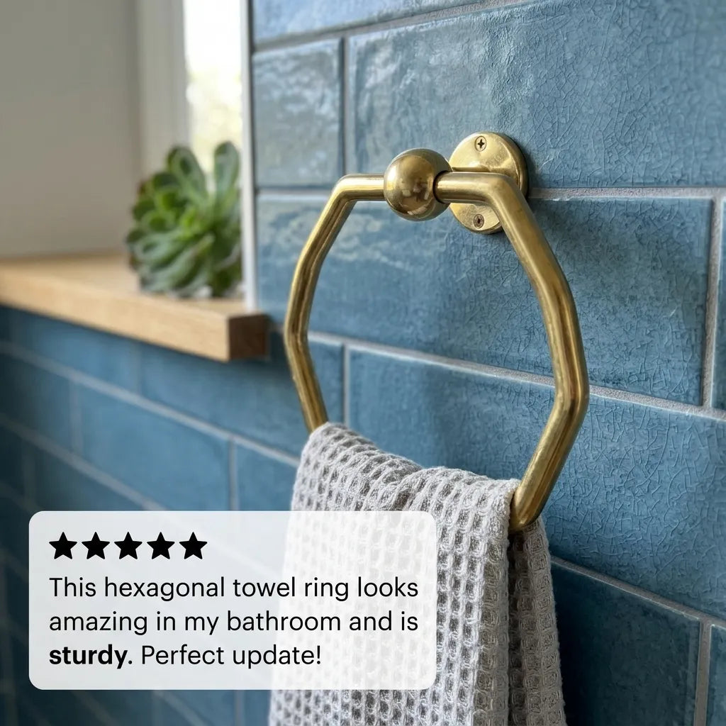 Solid Brass Octagonal Hand Towel Loop for Contemporary Bathrooms
