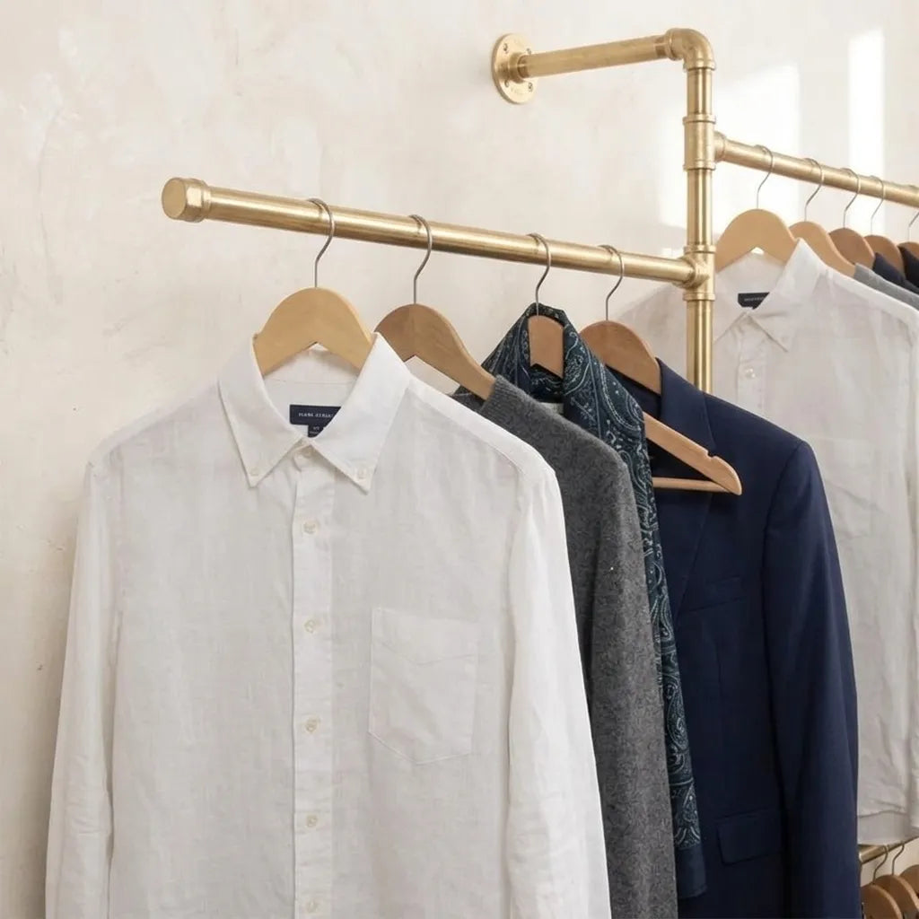 Modular Solid Brass Multi-Level Wardrobe Rail System