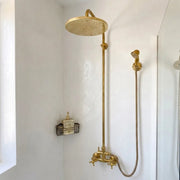 Luxury brass shower with curved gooseneck shower arm