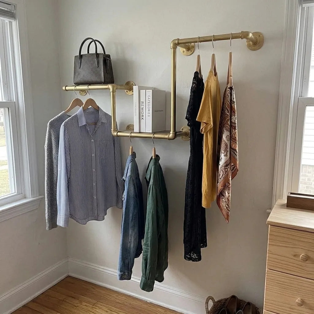Handcrafted brass wall wardrobe with storage shelf
