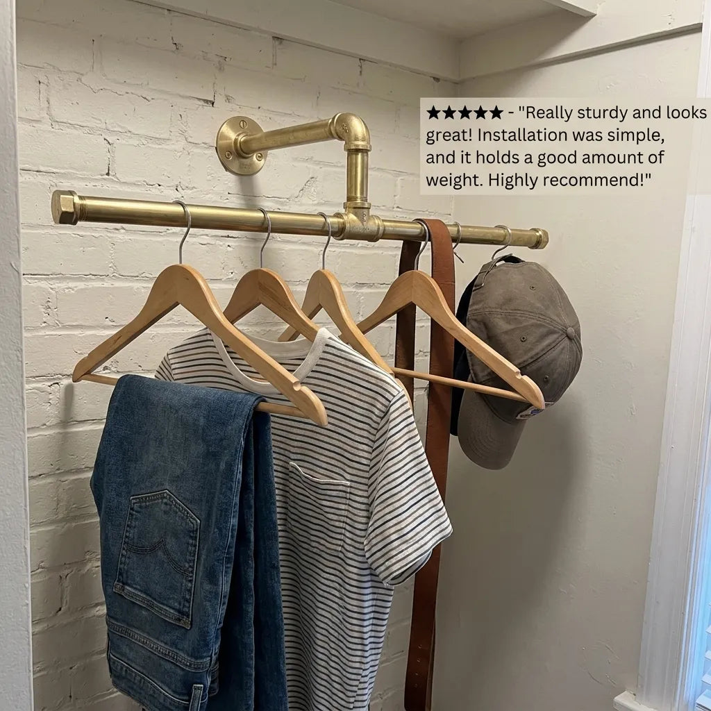 Solid Brass Ceiling Mounted Clothes Rail for Modern Wardrobes