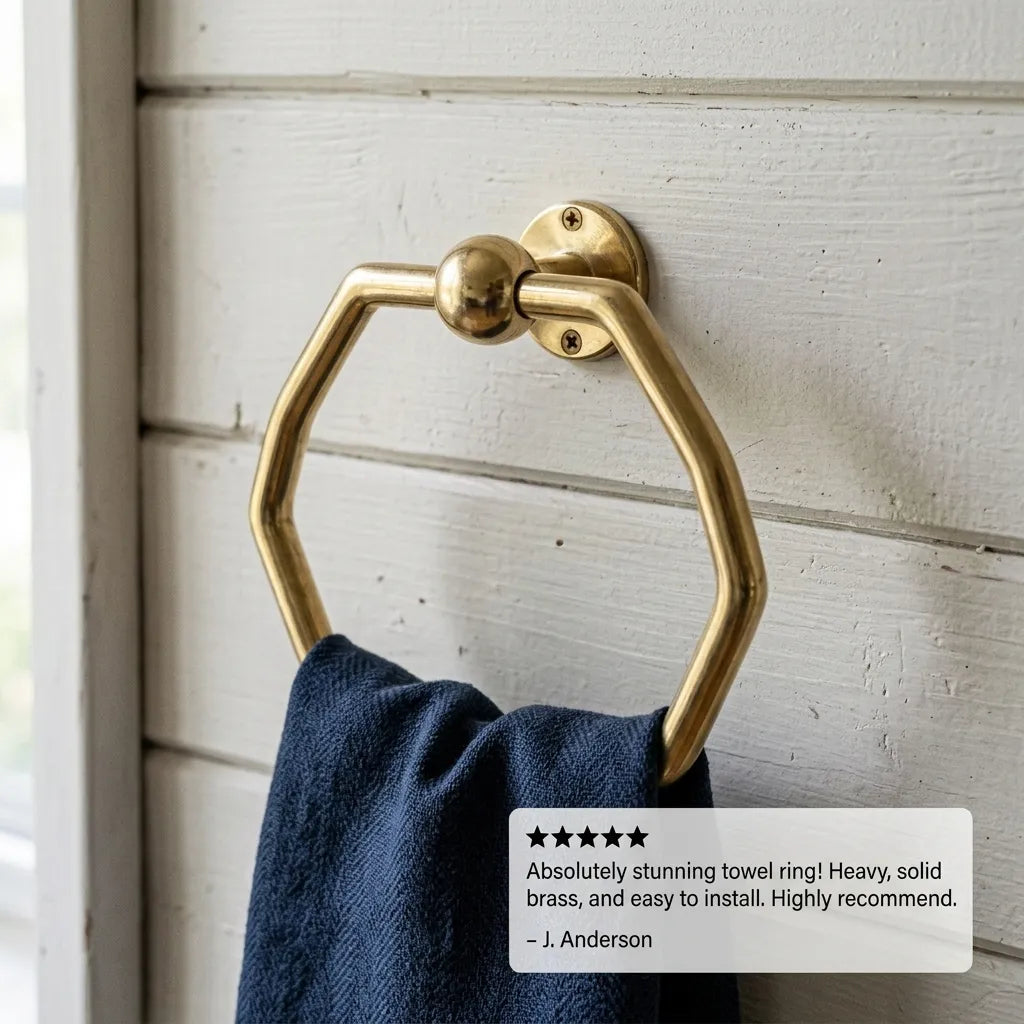 Solid Brass Octagonal Hand Towel Loop for Contemporary Bathrooms