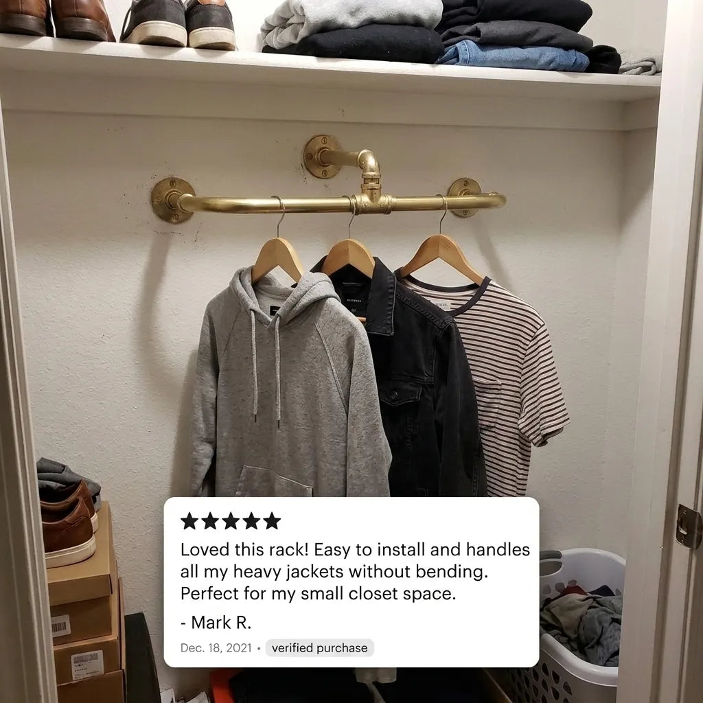 Solid Brass Three Point Ceiling Clothes Rail for Walk In Closets
