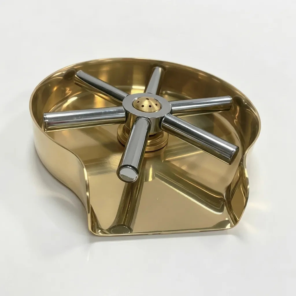 Unlacquered brass glass rinser with multi-jet cup washer for kitchen sink