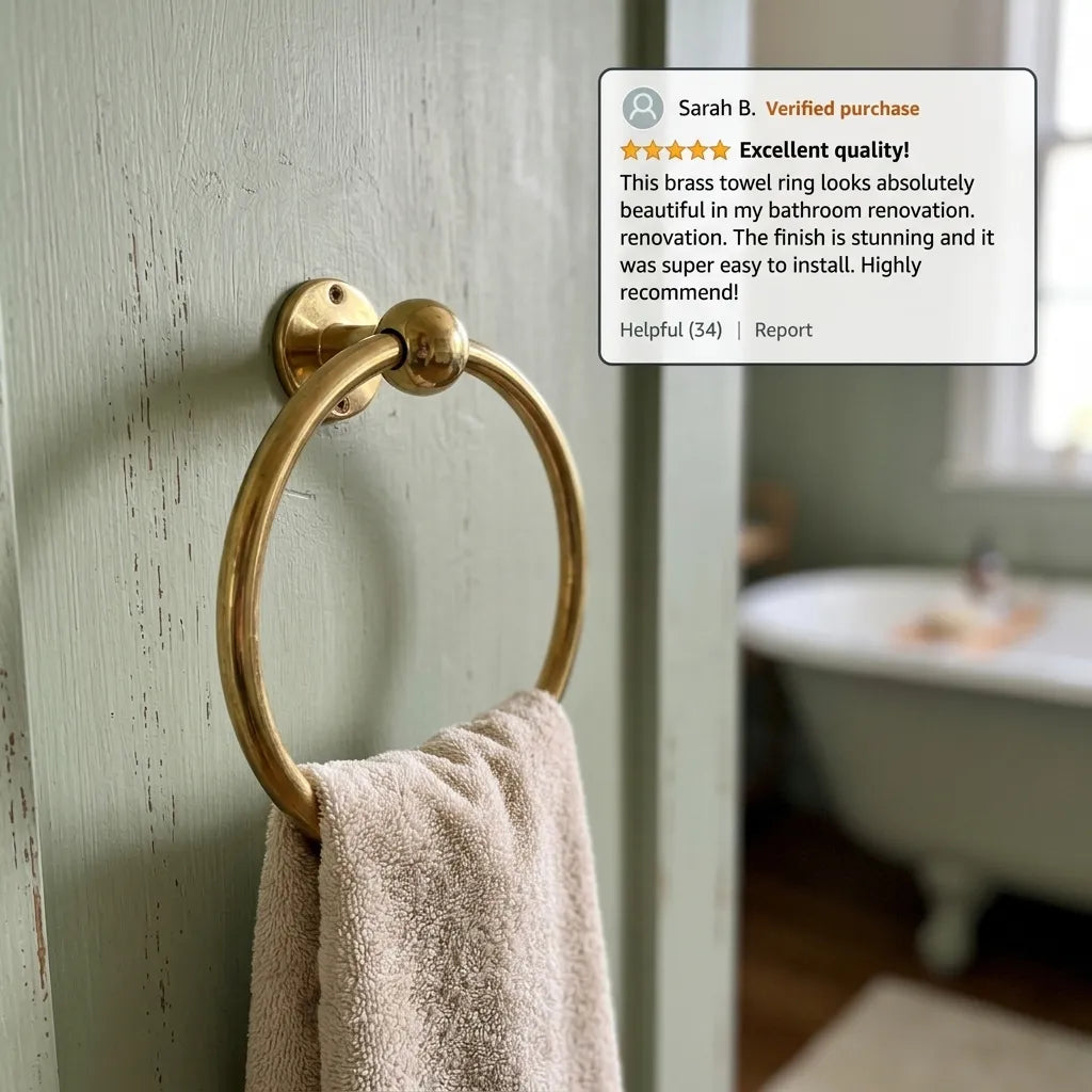 Classic Solid Brass Towel Loop with Heritage Wall Mount
