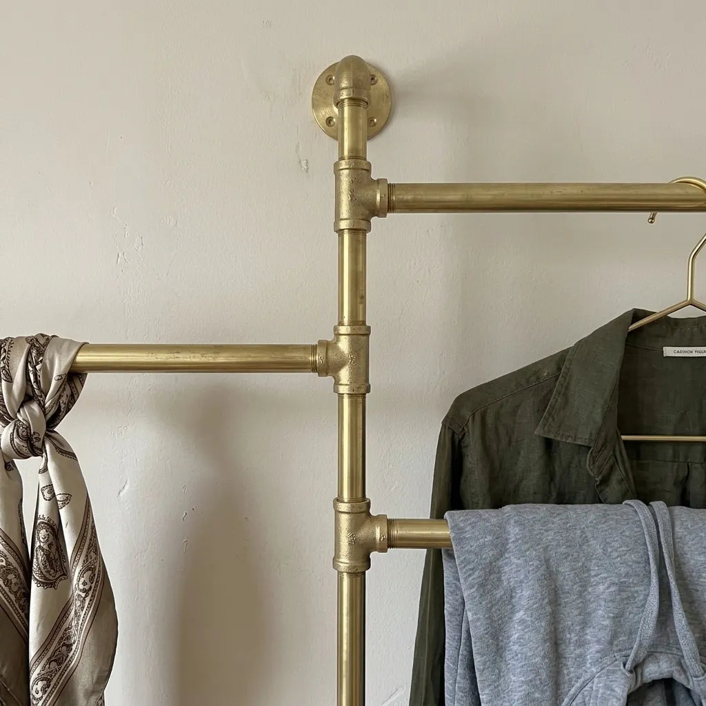 Multi-level brass wall storage system for entryways