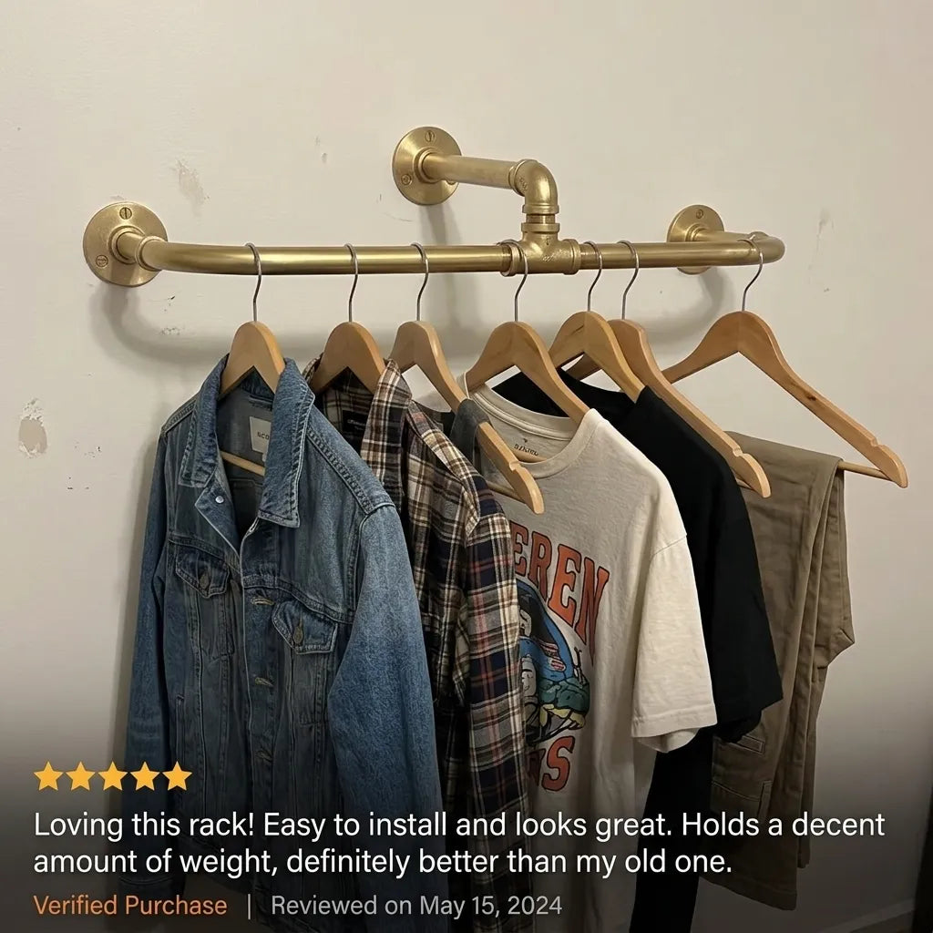 Solid Brass Three Point Ceiling Clothes Rail for Walk In Closets