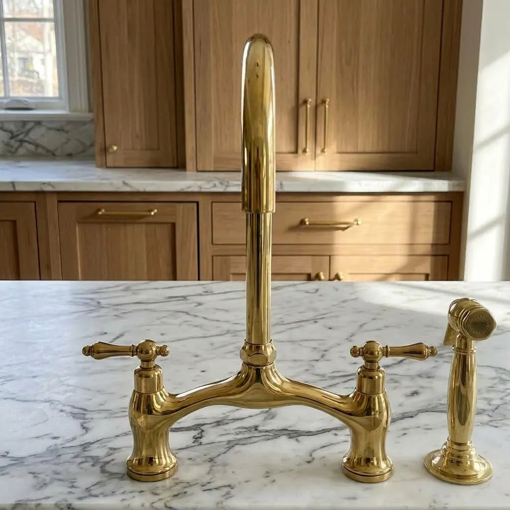 Traditional Brass Kitchen Faucet with Lever Handles