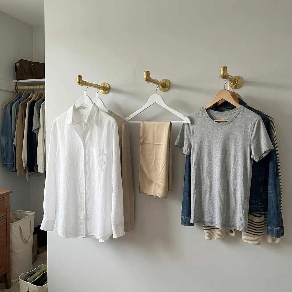 Wall mounted brass outfit planning rack