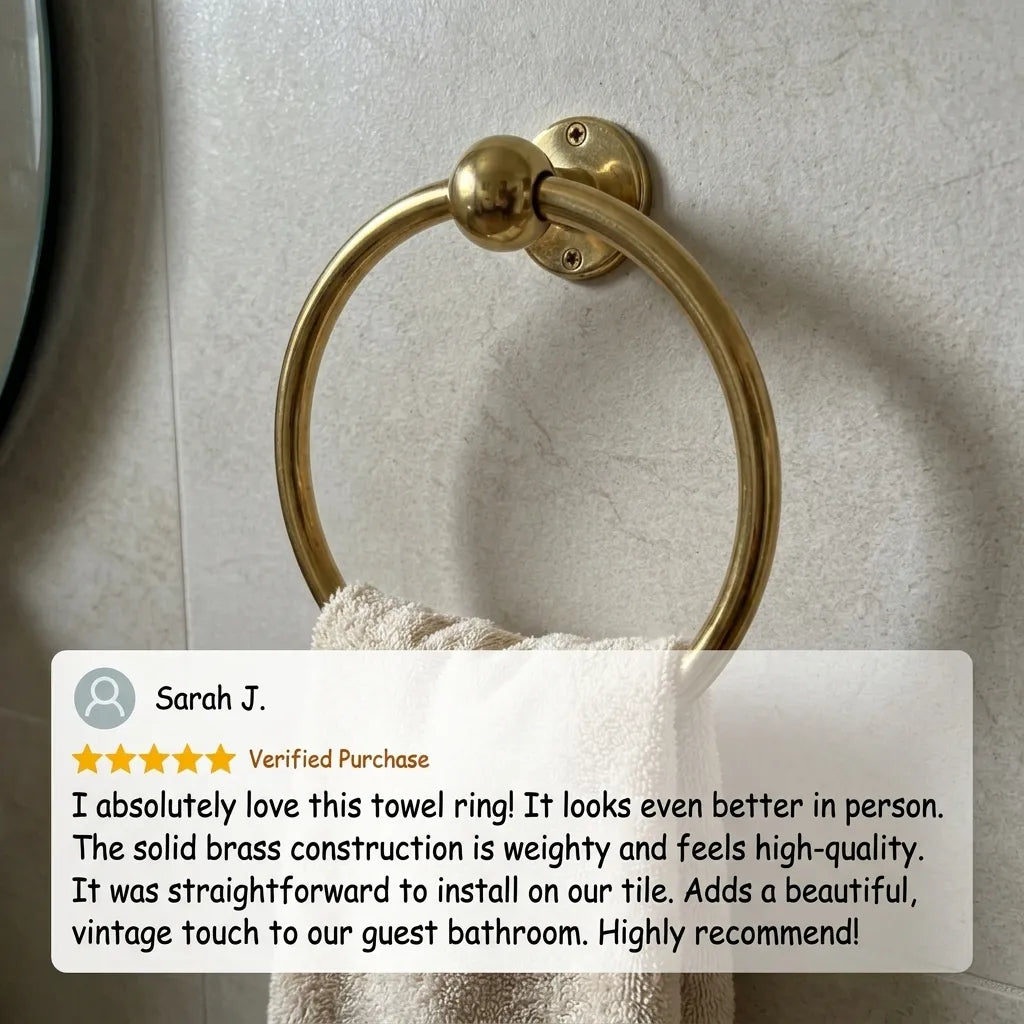 Classic Solid Brass Towel Loop with Heritage Wall Mount