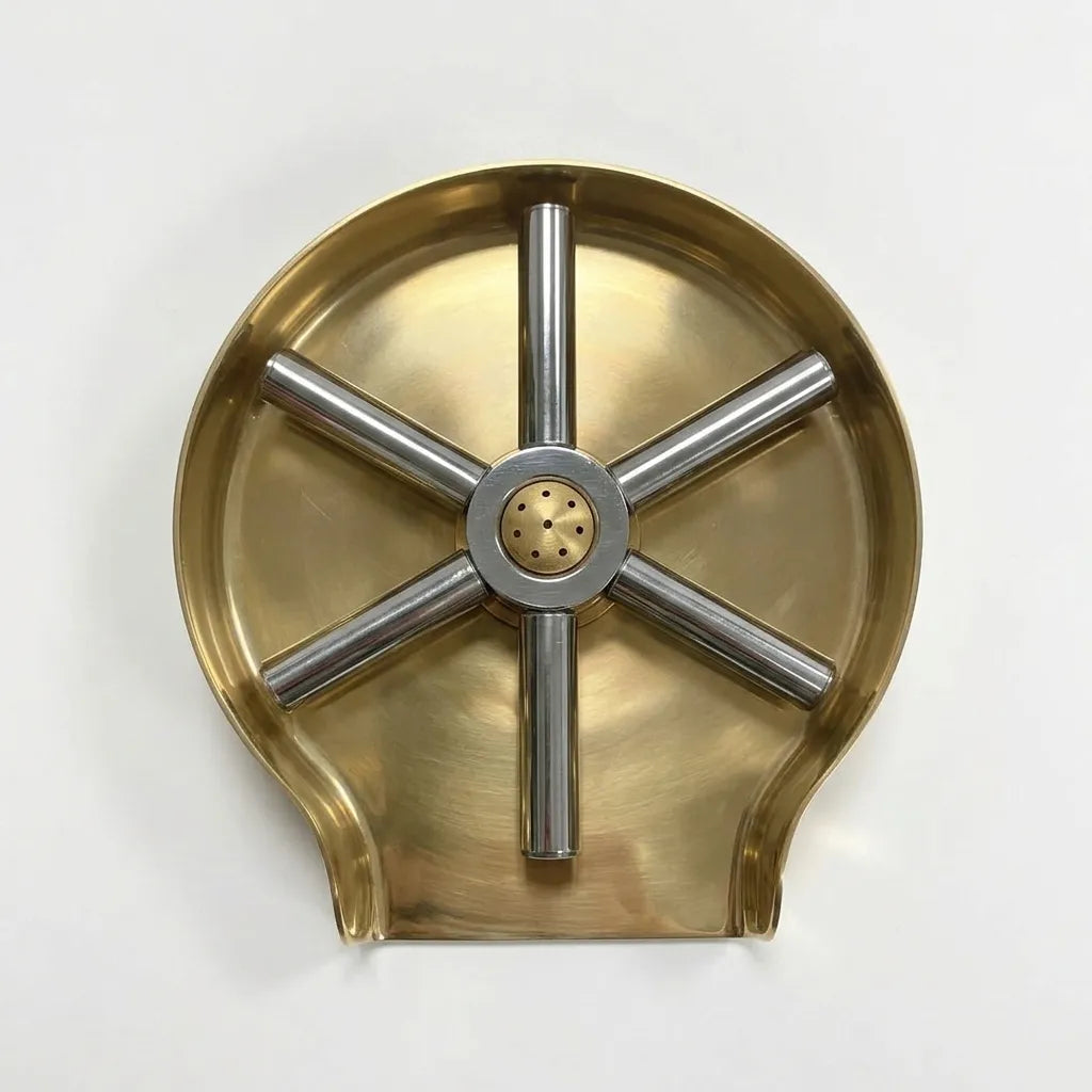 Unlacquered Brass kitchen sink glass washer with push-down rinsing mechanism