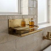 Unlacquered Brass Wall Mounted Soap Shelf with Guard Rail for Bathroom Storage