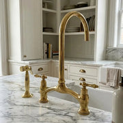 Traditional Brass Kitchen Faucet with Lever Handles