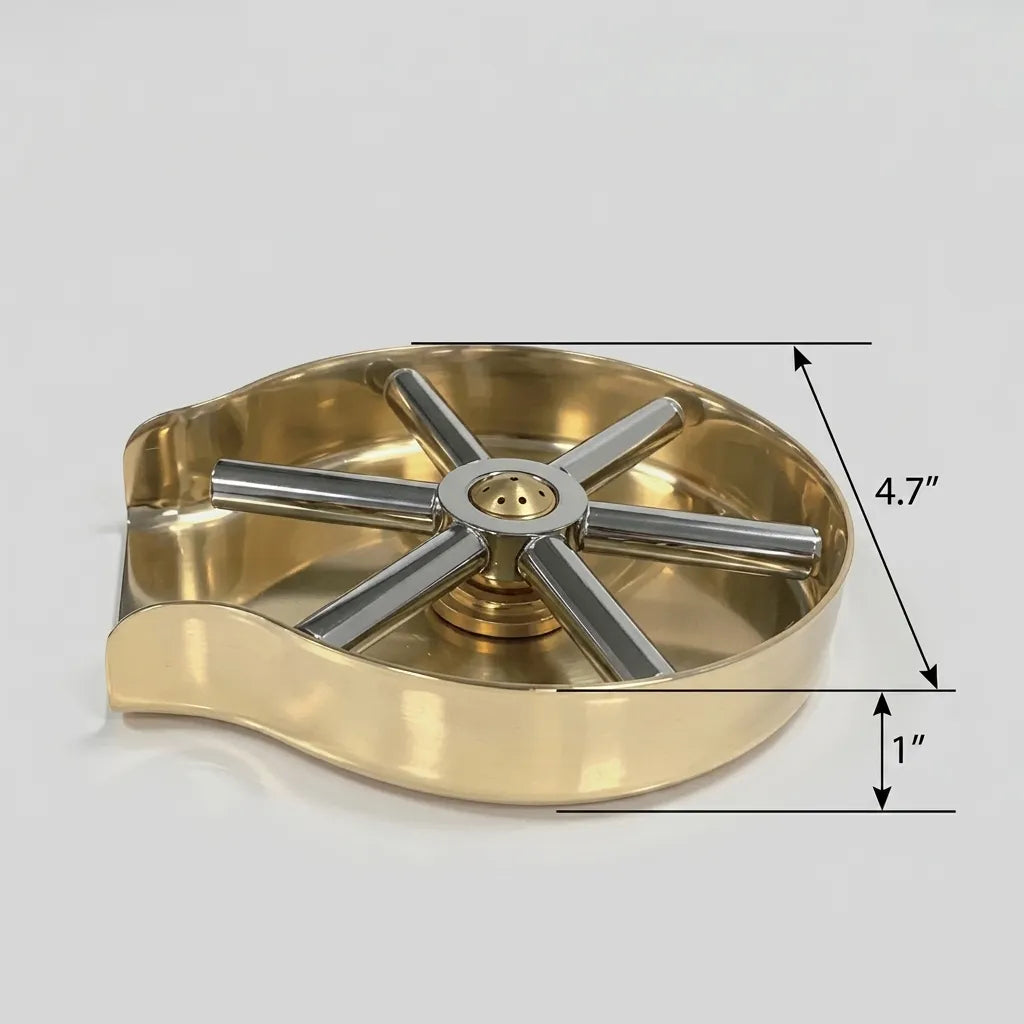 Unlacquered brass glass rinser with 4.7-inch basin and 1-inch raised rim