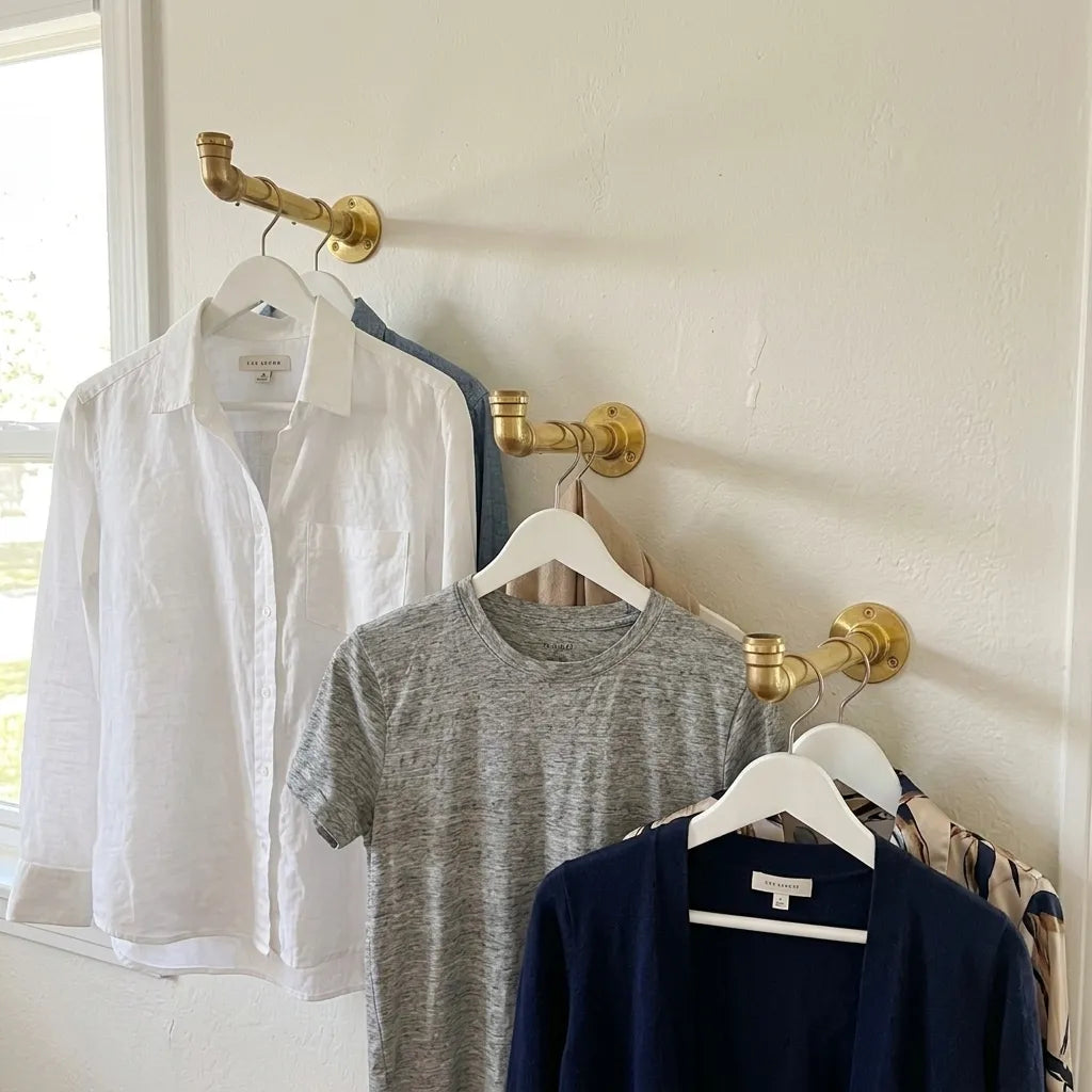 Brass clothes valet rod for modern closets