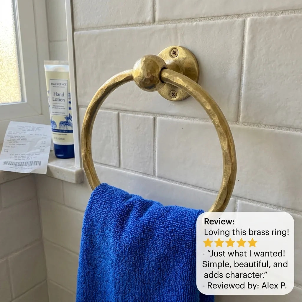 Solid Brass Circular Hand Towel Holder for Bathroom Walls
