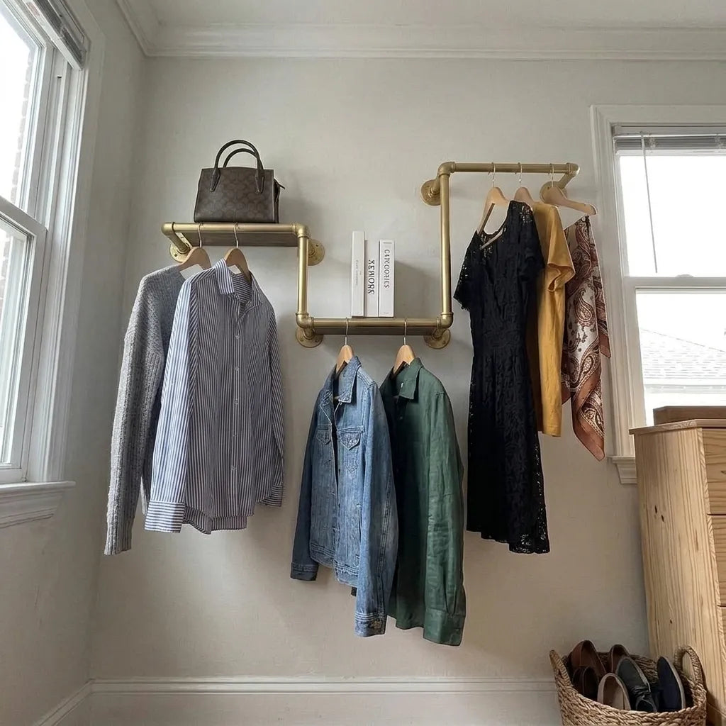 Modular brass closet organizer for clothing and accessories