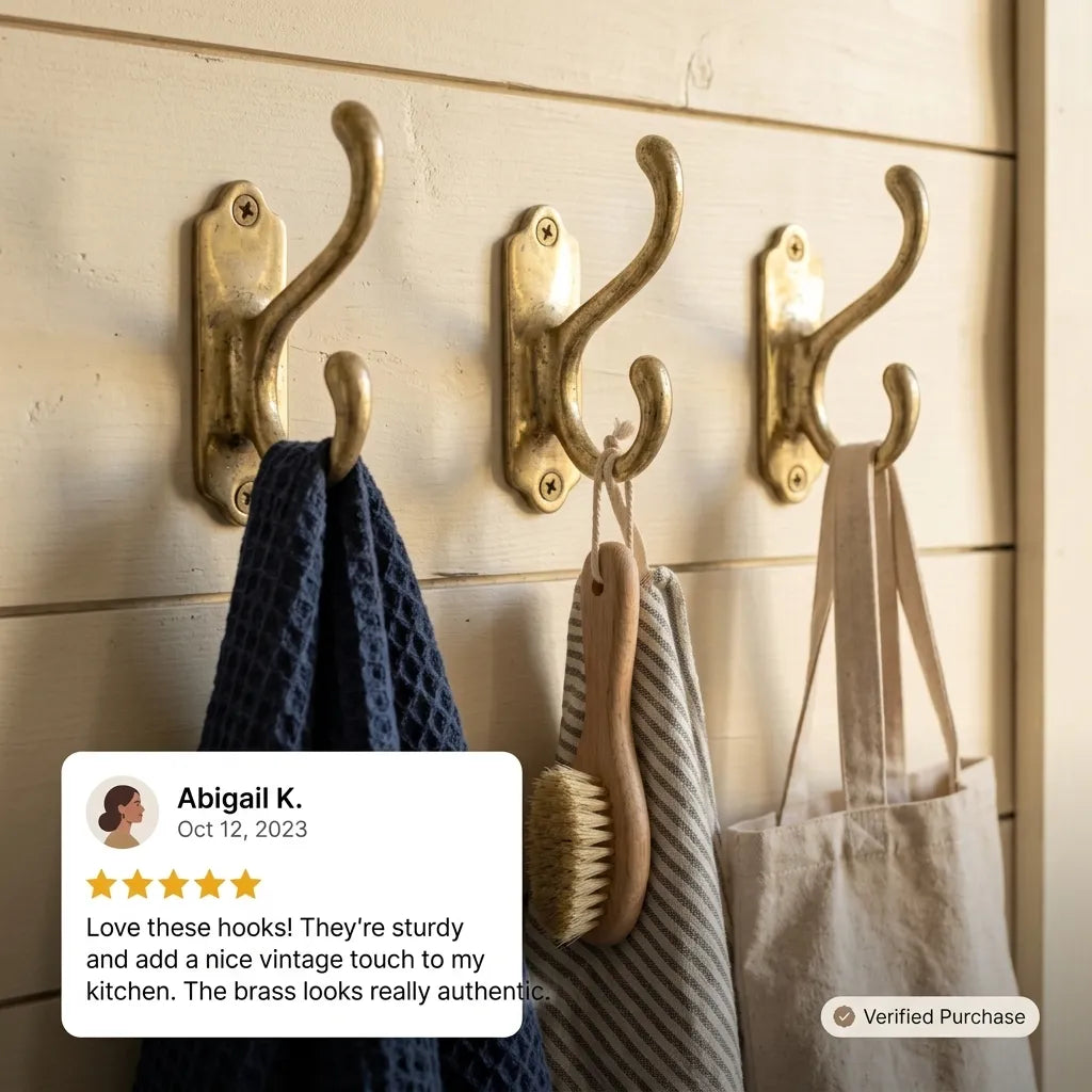 Traditional Brass Double Wall Hook with Decorative Backplate