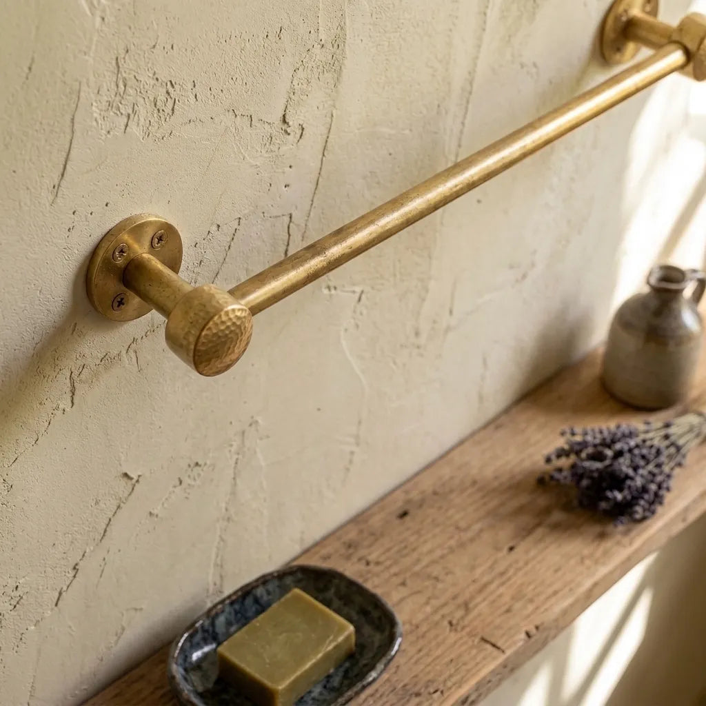 Premium solid brass towel bar in brushed finish for modern bathroom decor