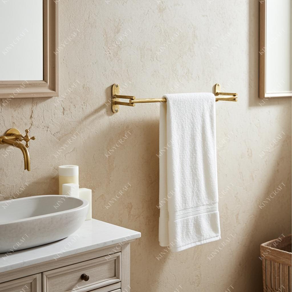 Wall mounted brass towel holder for bathroom hand and bath towels