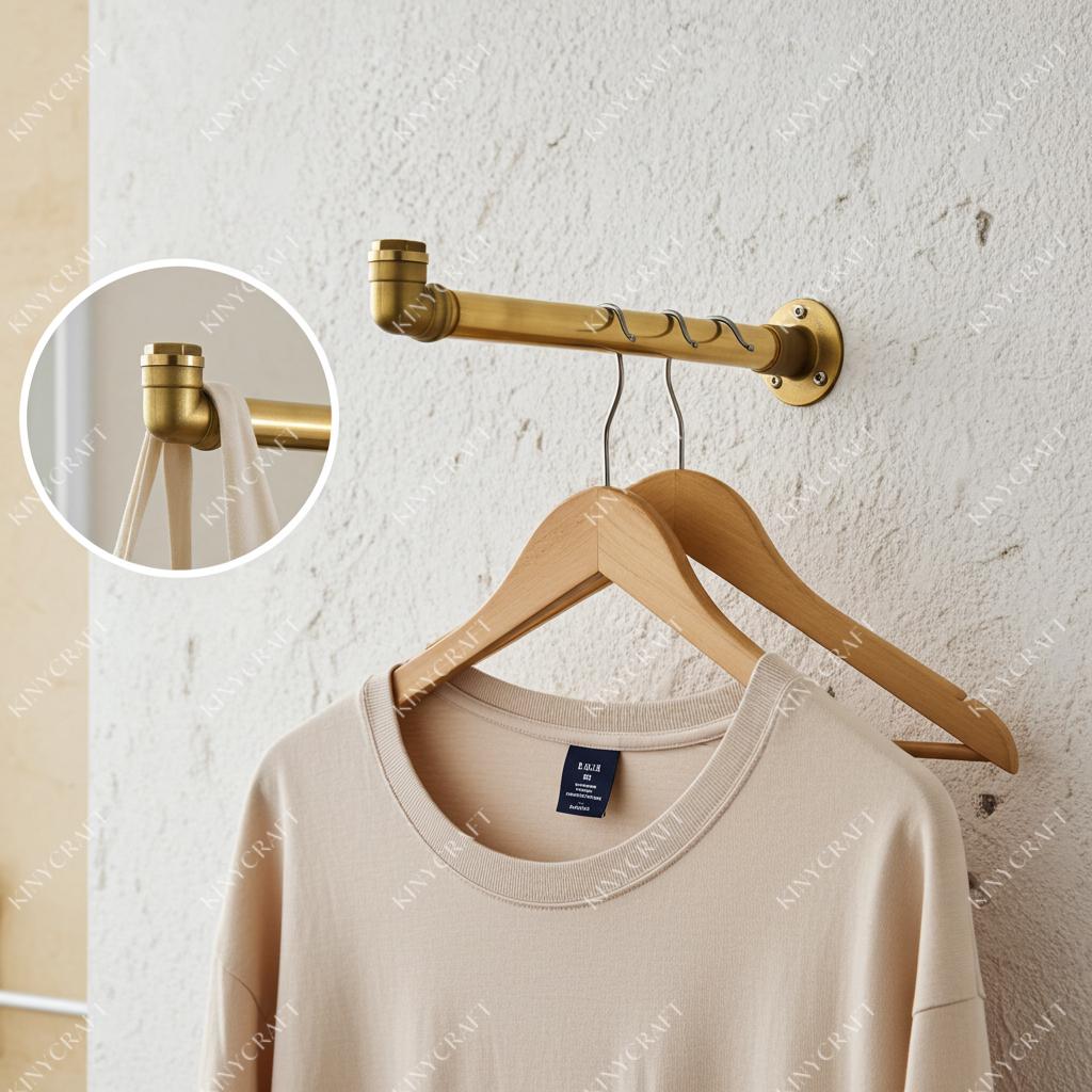 Luxury brass wall mounted clothes hanger rack for modern home storage