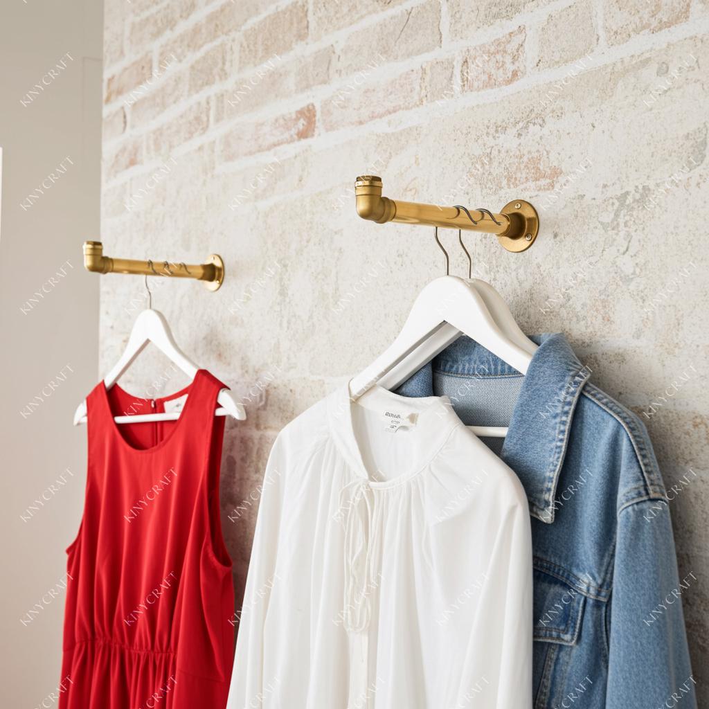 Minimalist solid brass clothing rail for bedroom and laundry room