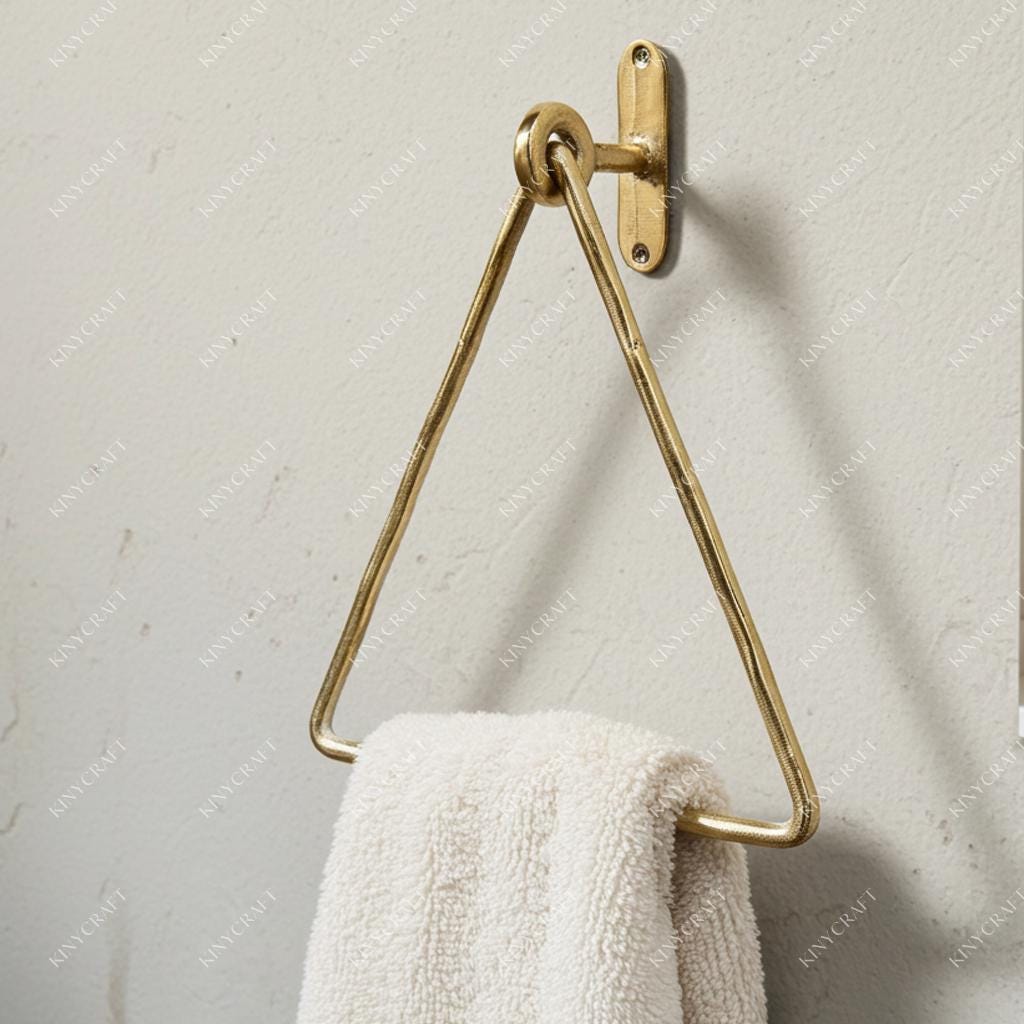 Luxury solid brass wall mounted towel holder with geometric triangle shape