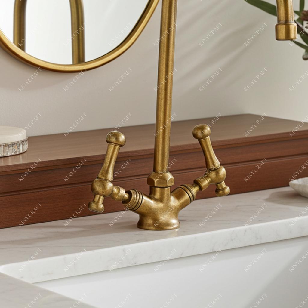 Luxury solid brass bathroom mixer tap with gooseneck spout