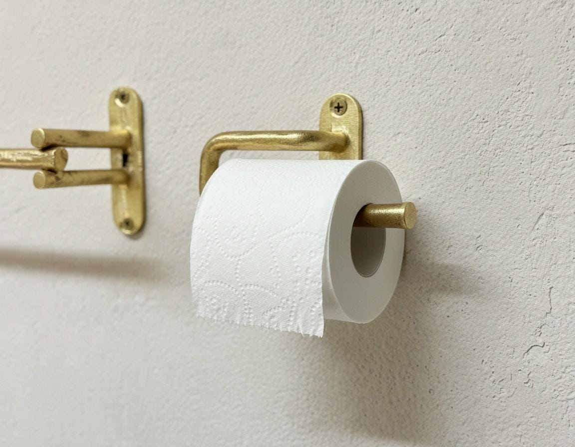 Handmade brass toilet roll holder with vintage wall mounted bracket