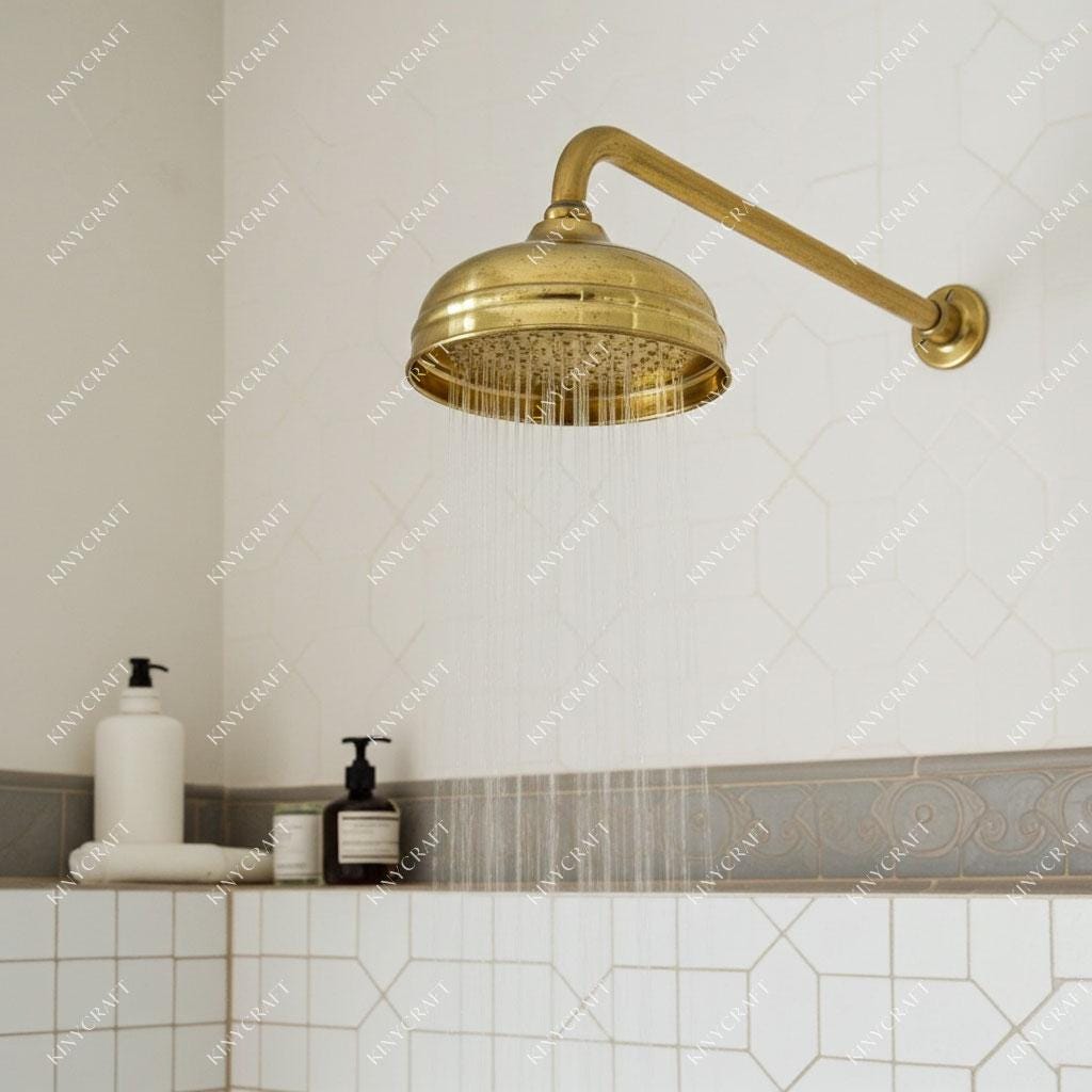 Luxury brass rain shower head set for modern farmhouse bathroom