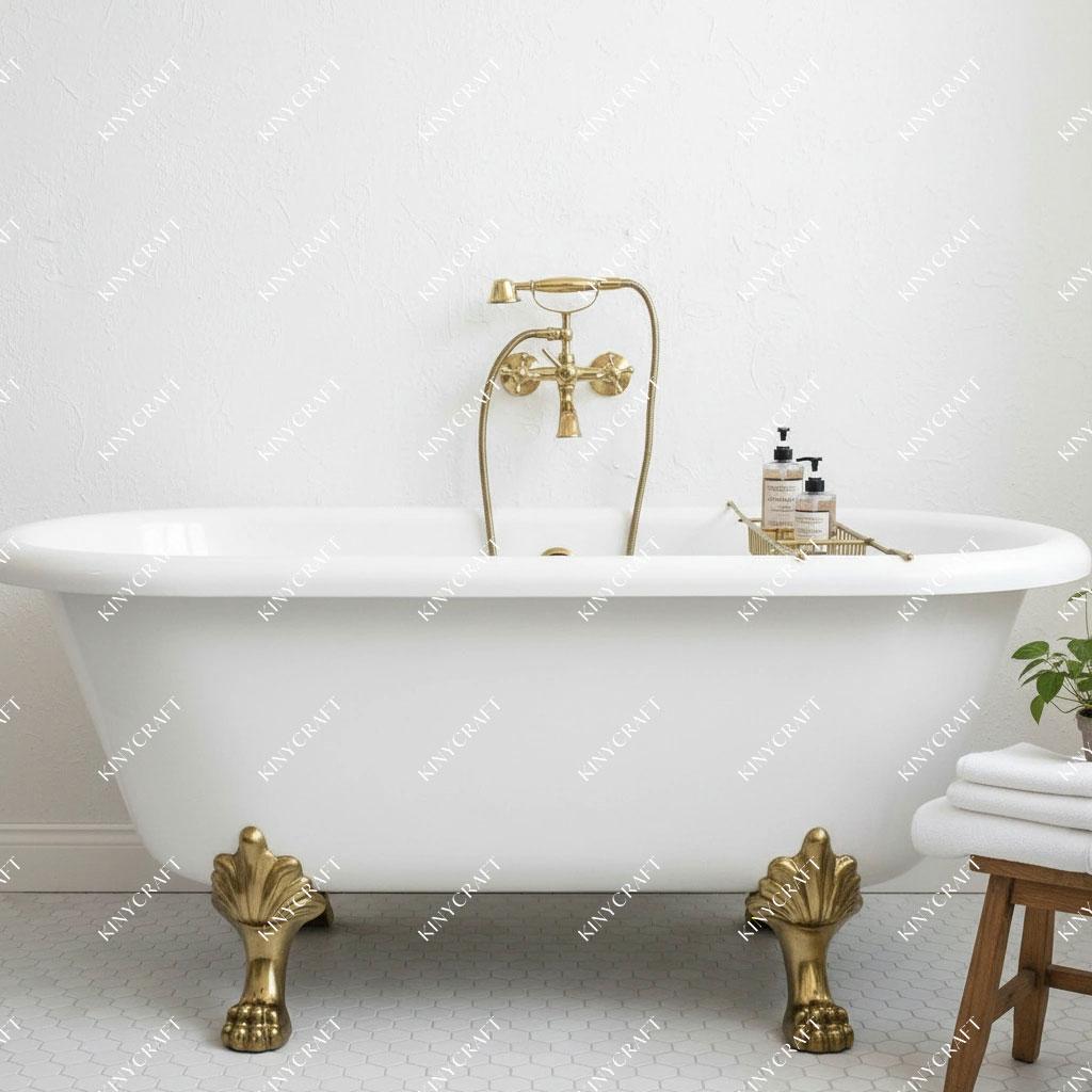 Vintage solid brass wall mounted tub filler with hand shower set