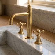 Luxury brushed brass bathroom faucet for marble vanity sink