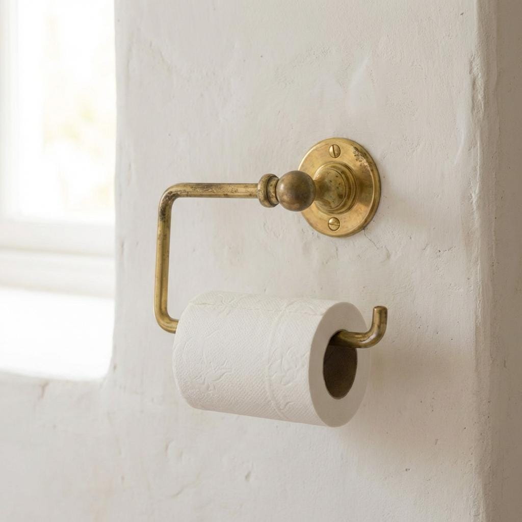 Traditional solid brass wall mounted toilet paper holder