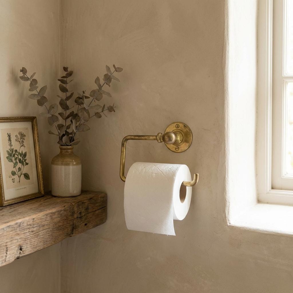 Handmade brass toilet paper holder with classic design