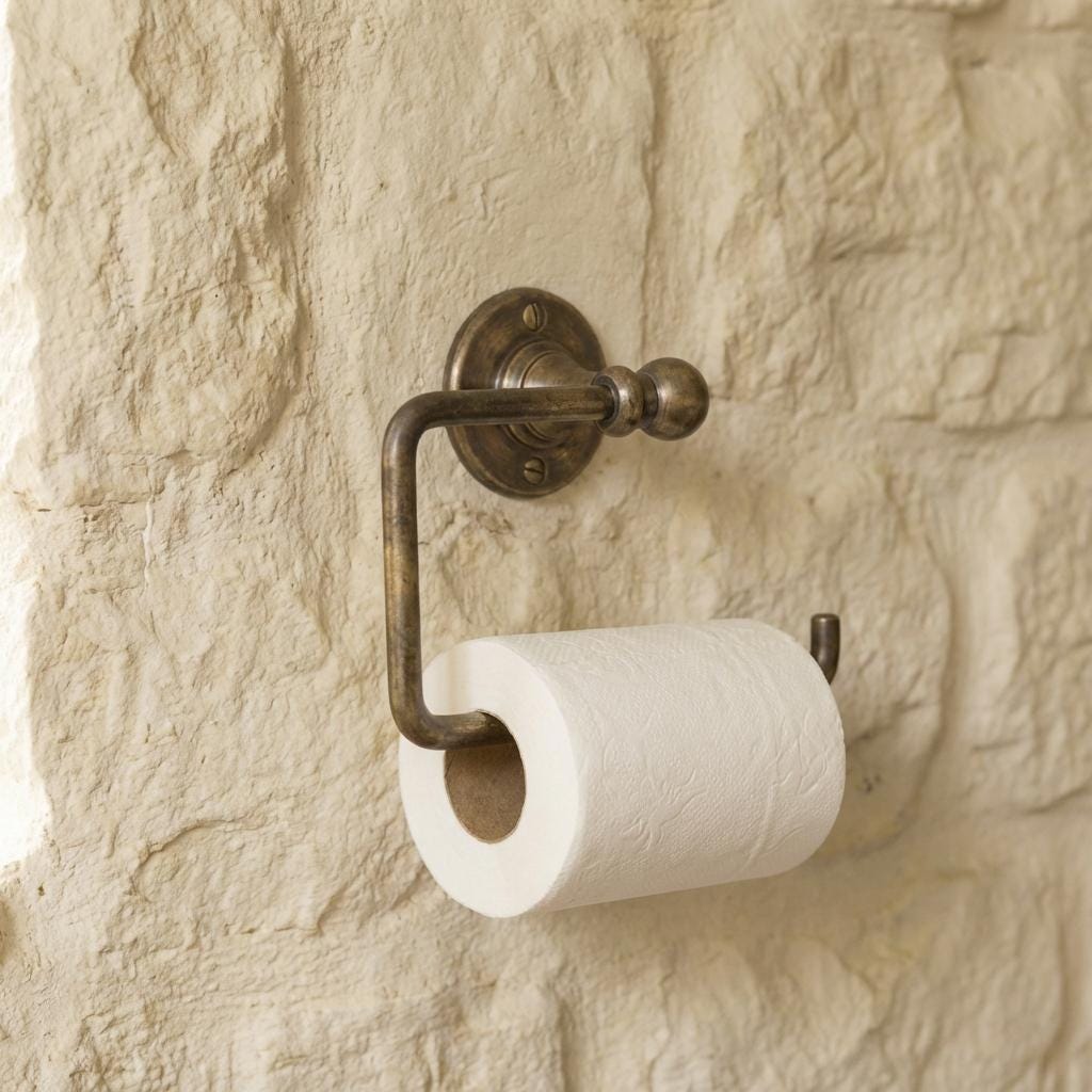 Vintage style brass bathroom paper holder